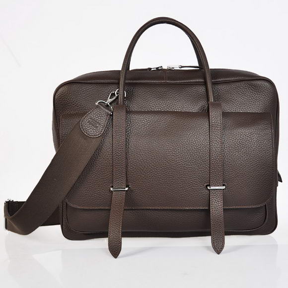 H92116 Hermes Steve 38CM Borsa da viaggio in pelle Clemence Brown